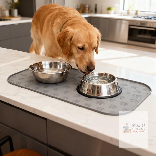 New Silicone Pet Mat, Spill-Proof Slide Mat, Slow Feeding, Easy Clean, For Cats Dogs, Defend Spill Slide, Pet Dining Pad Hzhnb | Silica Gel, Gray