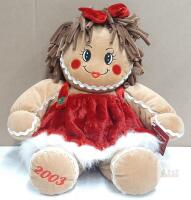 NEW 2003 Kellytoy Gingerbread Girl Plush Doll Red Holiday Dress Bow 16" Embroidered Foot
