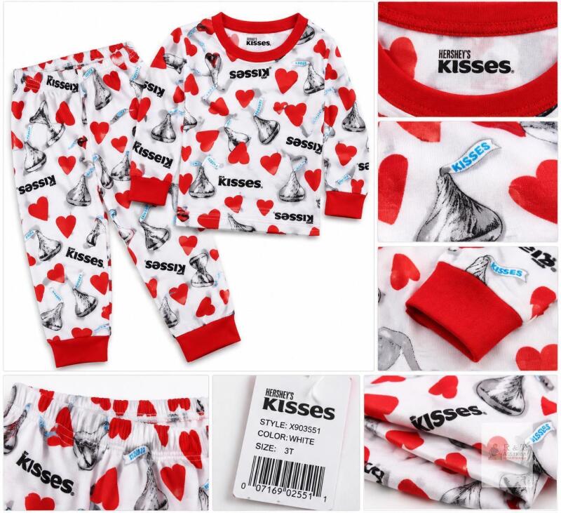 NEW Hershey&rsquo;s Kisses Toddler Pajama Set, 3T, Long Sleeve, Style K289297HY, White, 2-Piece, NWT