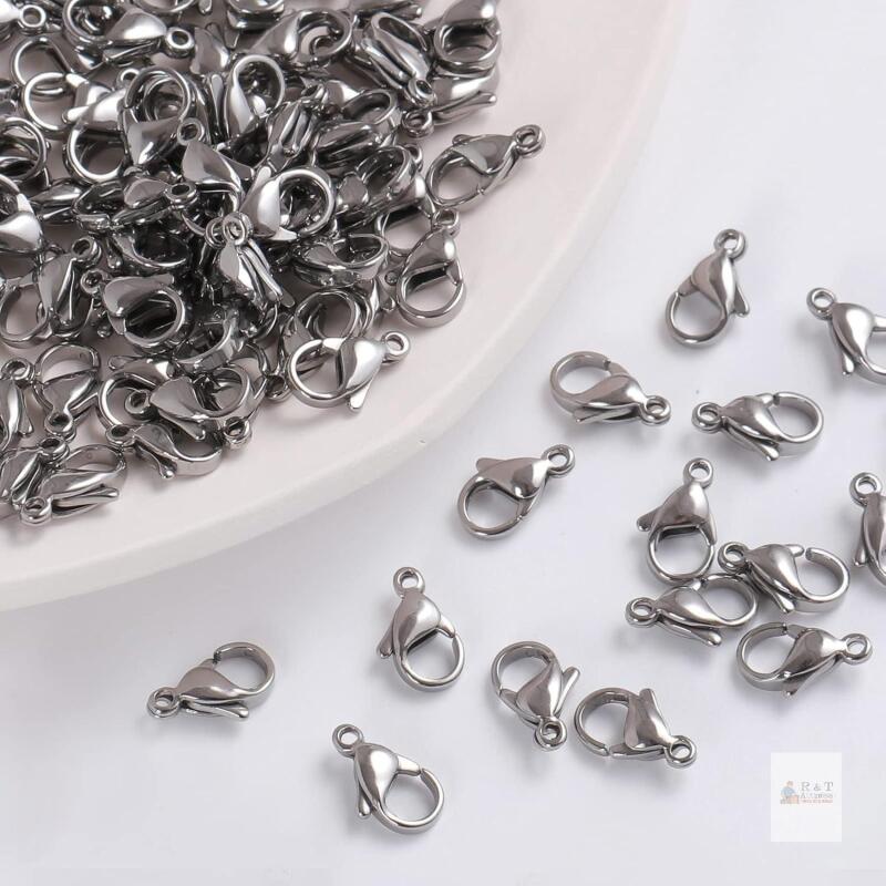 New 120PCS 10MM Lobster Claw Clasps Stainless Steel Clasps for Jewelry Making