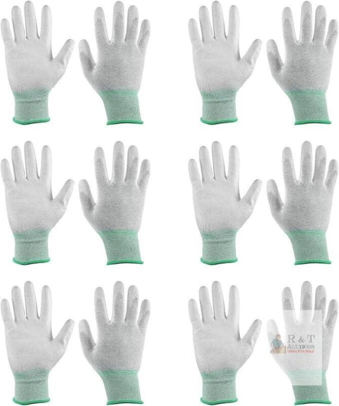 6 New Size Med HARFINGTON ESD Anti Static Gloves Coated Resistance Carbon Fiber Computer Gloves