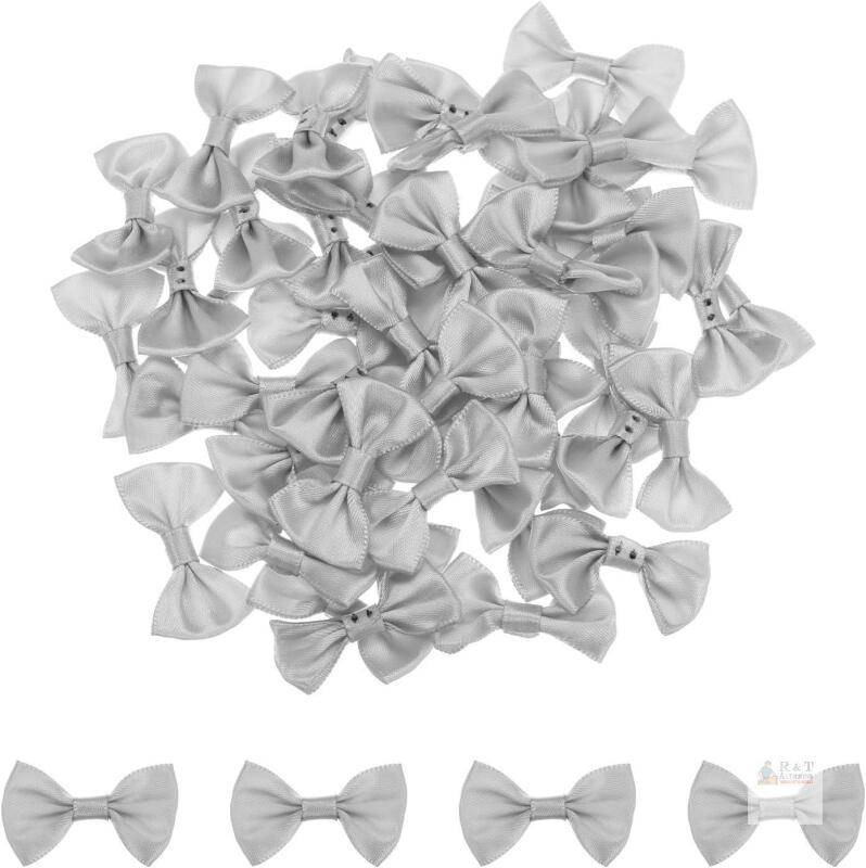 New 100pcs Light Grey Bow Ties 1.5" x 1" Mini Bowknot