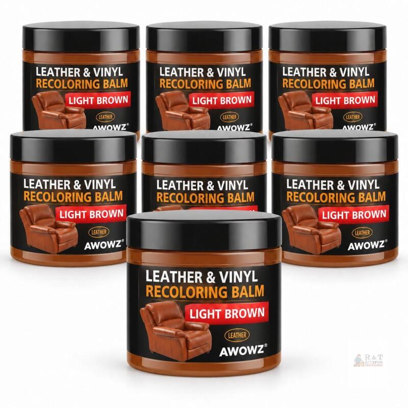 7 New AWOWZ Leather Recoloring Balm - Scratch Repair & Color Restore Kit For Faded Leather, Couch & Car Seats - 10OZ Leather Restorer Balm