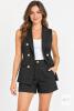 BTFBM Women&rsquo;s Black Sleeveless Blazer Vest & Shorts Set, Size Small