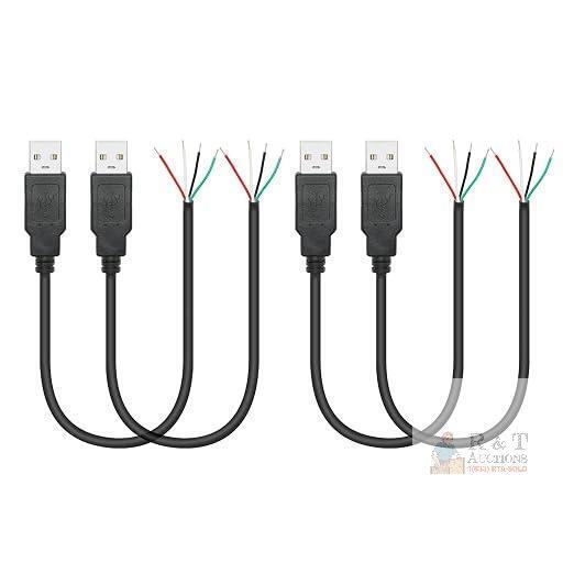 New 4Pcs Short USB A Male 4 Pin Bare Wire 11inch,USB 5V/2A 4 Pin Pigtail Open End Power and Data Cable,for USB Equipment Installed or Replacement Repair DIY Cable