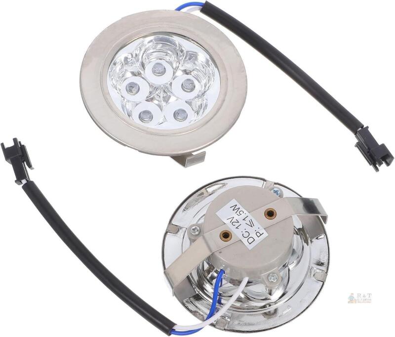 New 2pcs Round LED Range Hood Light Bulb Dc12v for Kitchen Cooking | Cold White Appliance Light Bulbs, Easy Replacement, Silver Glass Abs, Modern Sleek Style