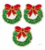 3 New Sequin Christmas Wreath Iron-On Patch: DIY Applique