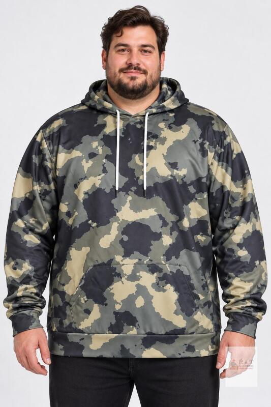 New Size 3XL Camouflage Pullover Hoodie with Kangaroo Pocket