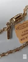 New Old Stock D&rsquo;ORLAN Gold-Tone Necklace with 6 Blue Beads & Original Guarantee Tag