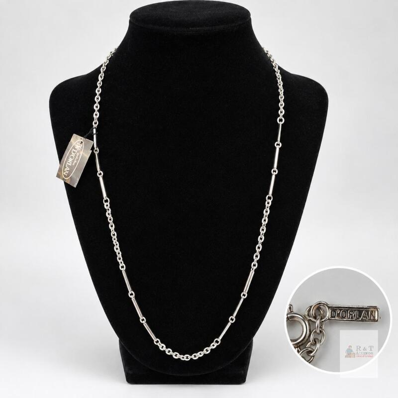 New old stock Signed D&rsquo;ORLAN Silver-Tone Bar-Link Necklace with Attached Tag