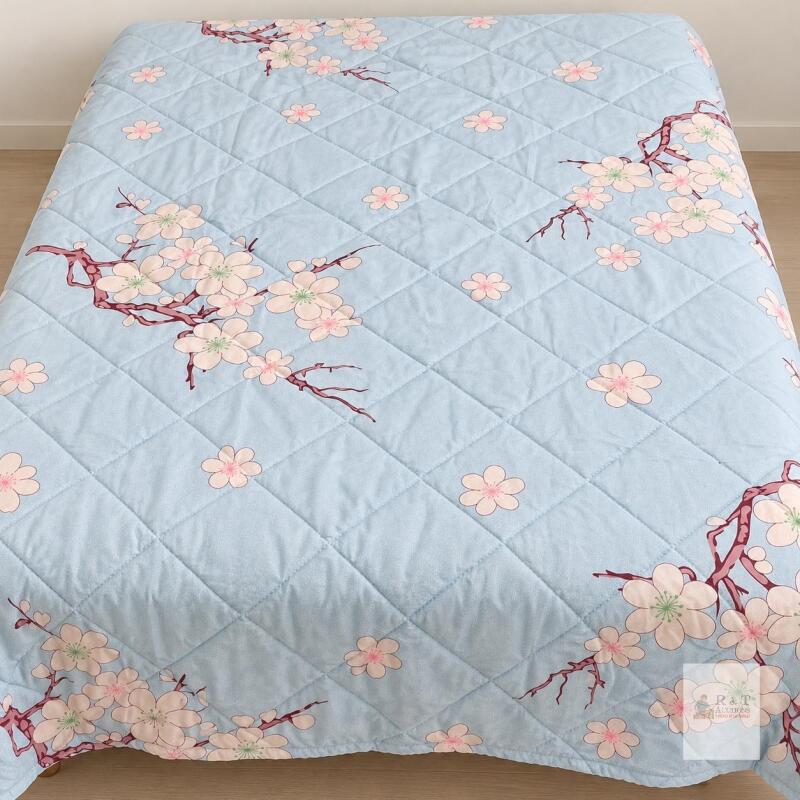 new Light Blue Cherry Blossom Lightweight Youth Quilt
