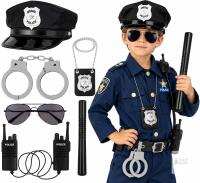 New DANGCOS Police Pretend Play Toys for Dress Up,Kids,Boys and Girls Cops Role Play Set with Police Hat,Sunglass,Handcuffs,Sheriff Badge,Walkie Talkies,Baton,