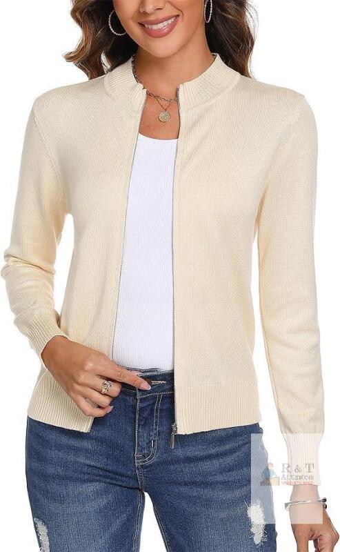 New Size Med Totatuit Womens Long Sleeve Knitted Zip Up Sweater