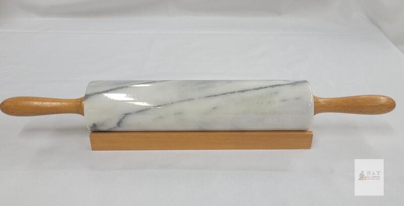 Marble Rolling Pin w/Base . Measures 18" Long (10" Roller)