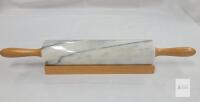 Marble Rolling Pin w/Base . Measures 18" Long (10" Roller)