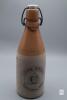 Antique John Dodds Seaforth Ont Stoneware Ginger Beer Bottle 4th C Trademark, Wire & Porcelain Stopper- Original Manufacturing Flaws