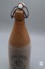 Antique John Dodds Seaforth Ont Stoneware Ginger Beer Bottle 4th C Trademark, Wire & Porcelain Stopper- Original Manufacturing Flaws - 3