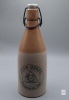 Antique John Dodds Stoneware Bottle with Wire and Ceramic Stopper, Seaforth, Ontario,