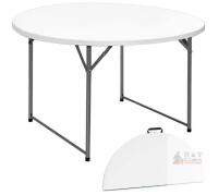NEW 48" Round Folding Table with Carrying Handle, HDPE Top, Powder-Coated Steel Frame