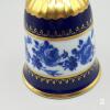 Elegant Cobalt Blue Porcelain Bell with Gold Floral Motif and Ornate Handle - 2