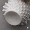 Fenton Hobnail Milk Glass Basket with Ruffled Edge and Solid Handle Approx 8in tall - 3