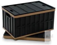 NEW Citylife 64L Collapsible Storage Bins with Lids, 23.3"x15.3"x12", Set of 2, Stackable, Black/Brown