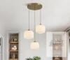 NEW BOKT 3-Light Gold Globe Cluster Pendant Light with Ribbed Glass Shades - 2