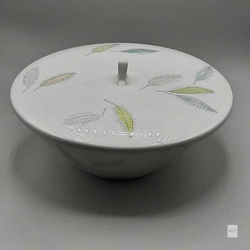 Rare MCM Vintage Rosenthal Lidded Serving Bowl with Noritake Lid, Mid-Century Leaf Design