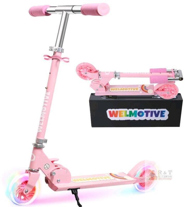 NEW Pink WELMOTIVE Lightweight Kick Scooter, Foldable, LED Wheels, 27.5&ndash;31.5" Handlebar, 4.4 lbs