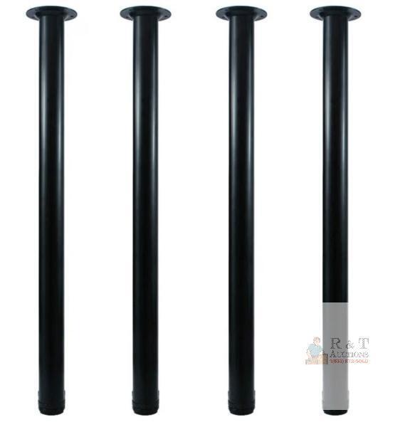 NEW QLLY 32" Adjustable Black Metal Desk Legs, Set of 4, Steel, 2" Diameter, Powder Coated, 220 lb Capacity