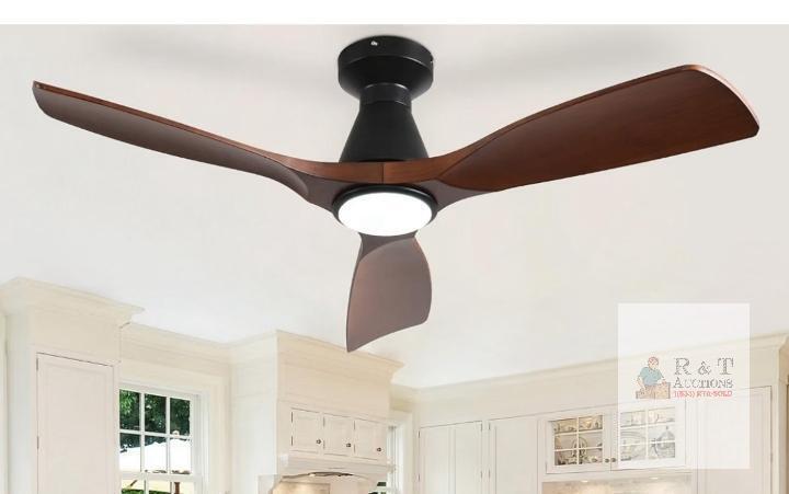 NEW Depuley 42" Flush Mount Ceiling Fan with Light, Walnut-Toned, Remote, Quiet DC Motor, Dimmable LED