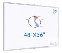 NEW Maxtek Magnetic Whiteboard 48"x36", Wall Mounted, Aluminum Frame, Pen Tray, Foldable, Magnetic