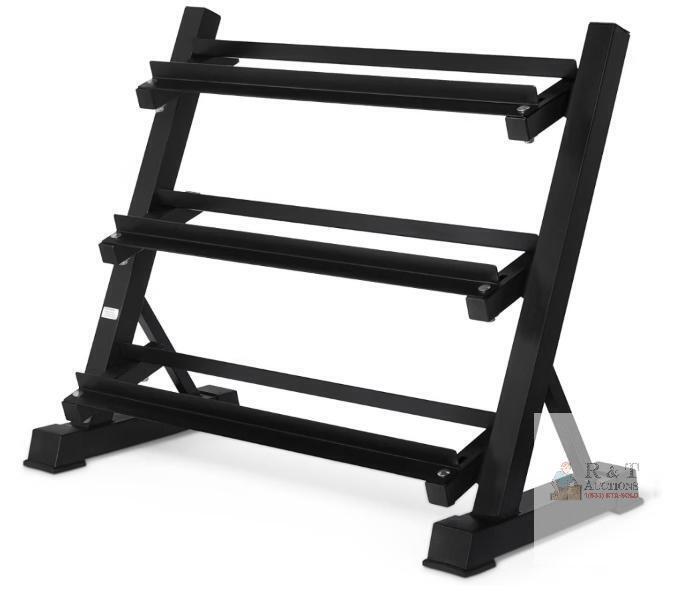 3-Level Dumbbell Rack, Steel, Black, 51"x22"x32", 1,000 lb Capacity,