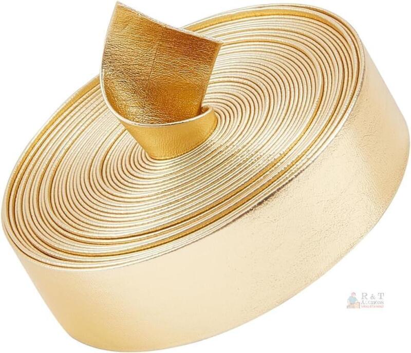 New GORGECRAFT 5 Meters 20mm Shiny Faux Leather Cord Double Sided Metallic Gold Tone