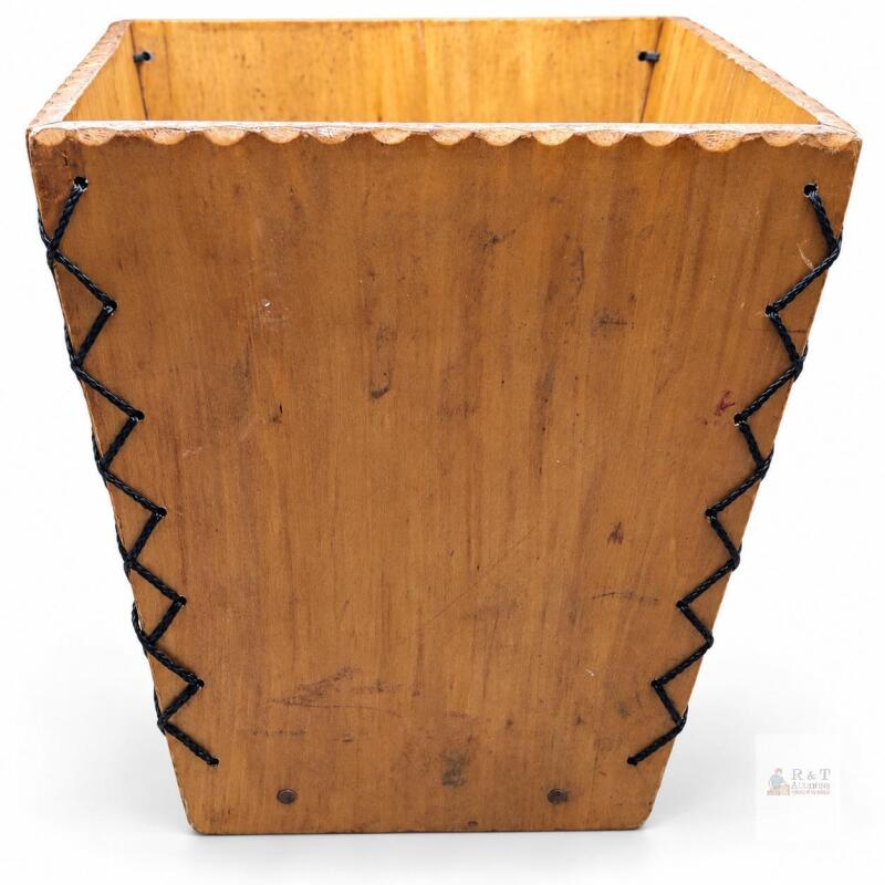 Hand Made Folk Art Waste Basket Quebec signed