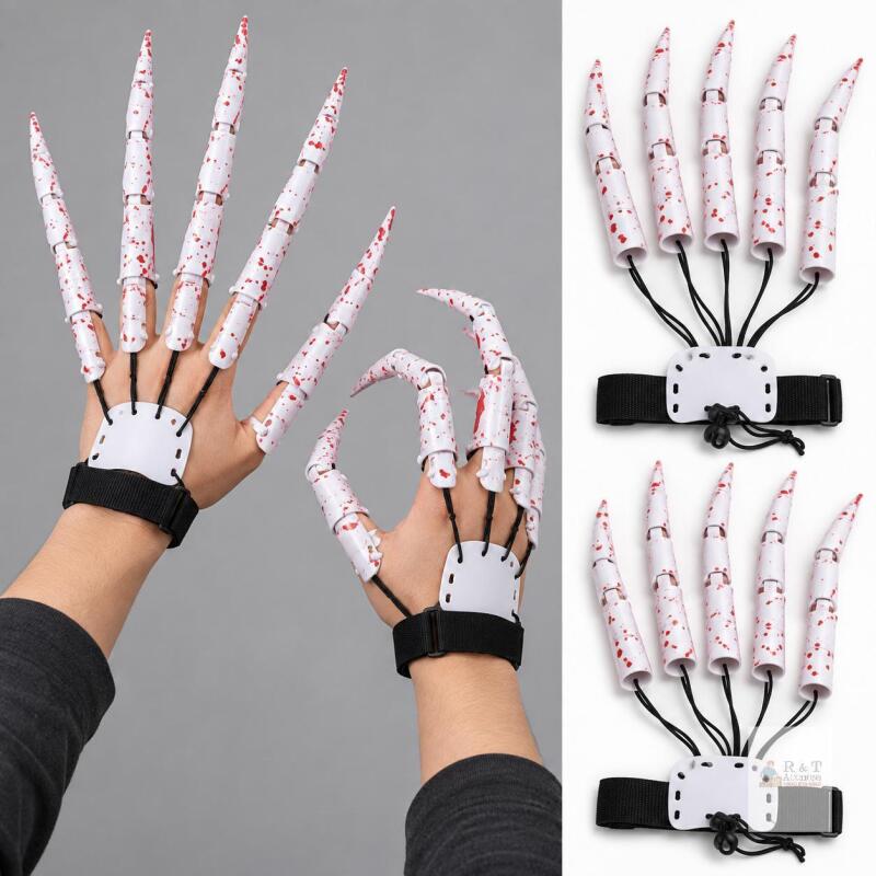 Halloween Bloody Skeleton Claw Gloves & Temporary Tattoo Set