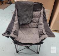 Camphill Oversized XL Folding Camping Chair w/Travel Bag , Grey/Black . Cellphone Hold Broken Off.
