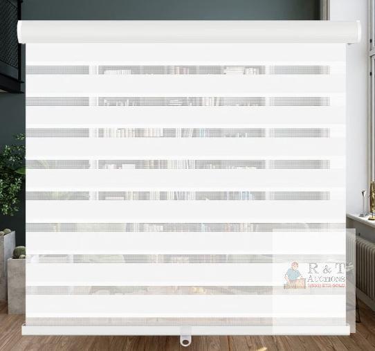 NEW LUCKUP 38"x72" Cordless Zebra Roller Shade, White, Dual Layer Sheer Light Filtering Blind