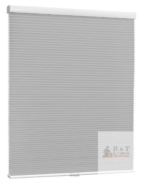 new KCO Cordless Cellular Blackout Shade 32"x64", Grey and White, Cordless, Honeycomb, Blackout