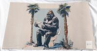 Decorative Floor Mat with Cartoon Gorilla Design, Non-Slip Rubber Base