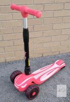 LOL-FUN 3 Wheel Scooter for Kids Ages 3-12, Kick Scooter with LED Light-Up Wheels<br/>4-height adjust, shock-absorb handle, wide deck, SUV wheelbase, 1-sec fold, lean-to-steer, LED wheels, 110lb load, ages 3-12