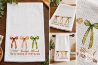 New &ldquo;Grateful, Thankful, Blessed&rdquo; Waffle-Weave Kitchen Towel