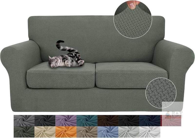NEW JIVINER Stretch Loveseat Slipcover, 2 Cushion, Polyester Spandex, Dark Green, Fits 55&ndash;69" Sofas