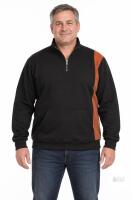NEW 2XL Black Pullover Hoodie with Brown Sleeve Stripe, Half-Zip Collar, Kangaroo Pocket