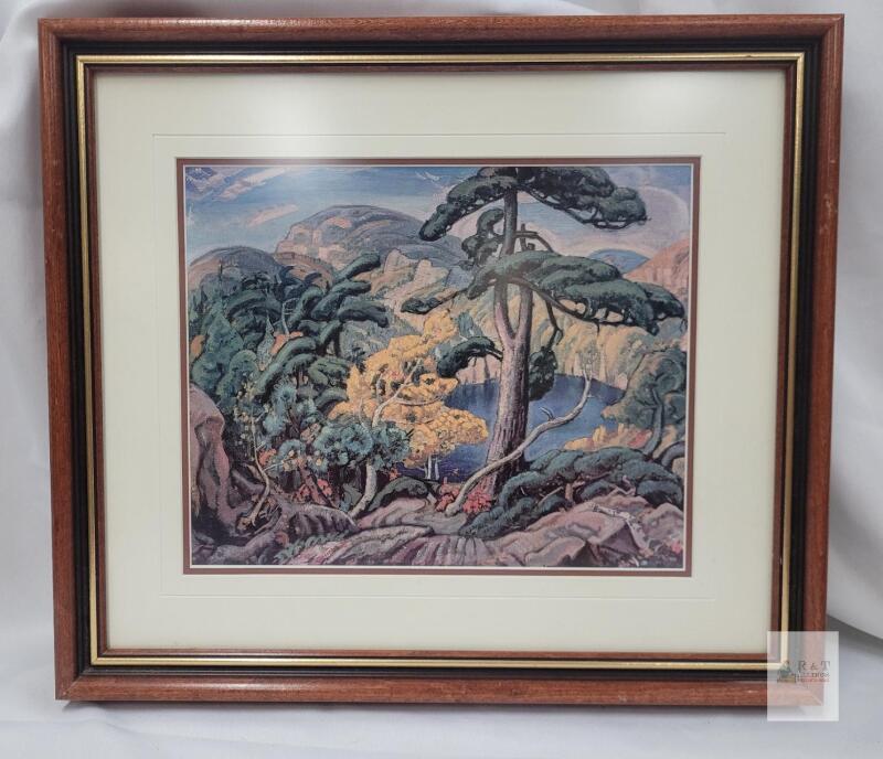 " Bright Land " by Canadian Arist Arthur Lismer Framed Print . Group of Seven . Measures 18"&times;16"