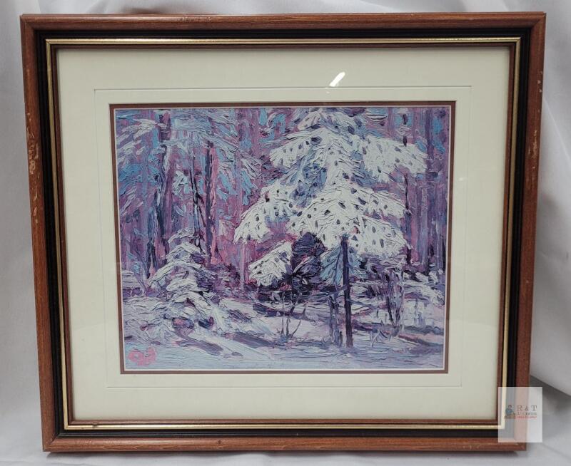 " Snow in the Woods " by Canadian Artist Tom Thomson Framed Print . Measures 18"&times;16"