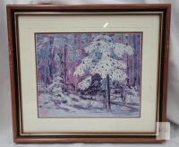 " Snow in the Woods " by Canadian Artist Tom Thomson Framed Print . Measures 18"&times;16"