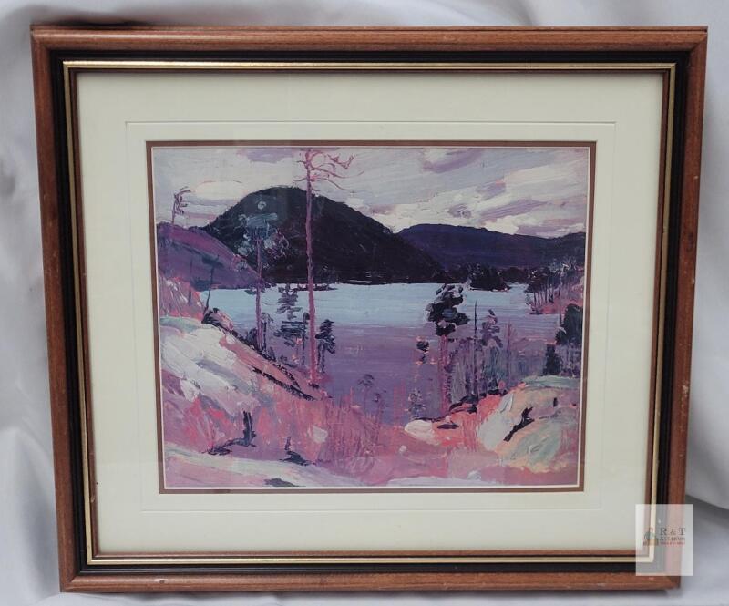 " Aura Lee Lake by Canadian Arist Tom Thomson Framed Print . Measures 18"&times;16"