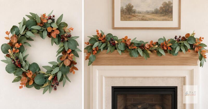 6-Foot Autumn Eucalyptus & Berry Garland- So many different ways to utilize!