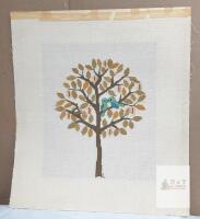 Handmade Cross-Stitch Embroidery Artwork &ndash; Tree with Birds &ndash;
